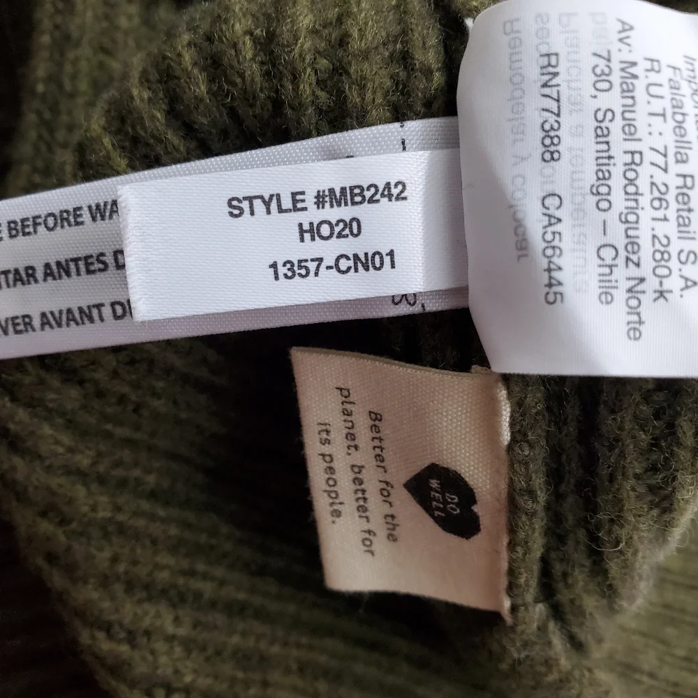 Madewell Womens Henley Sweater Dress Merino Wool Blend Olive Green Brown Size XS - Picture 10 of 10